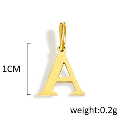 26 Letter Alphabet Initial 10mm Charm Pendant Jewelry Gold Stainless Steel Simple PVD Plated DIY Necklace Bracelet Jewelry