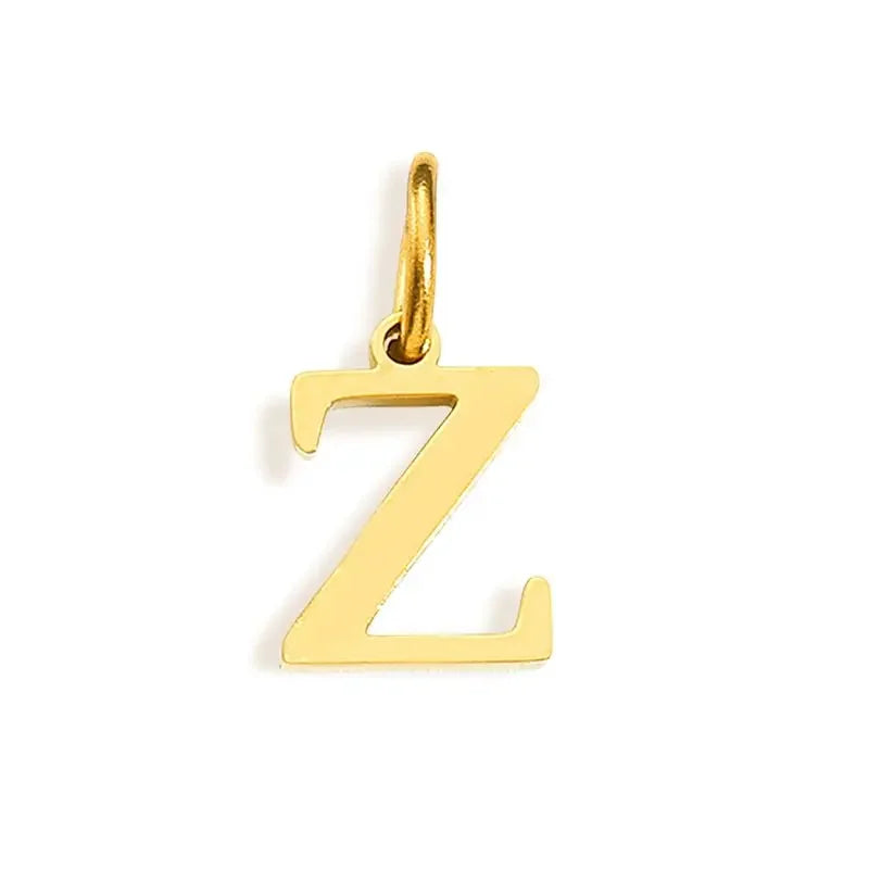 26 Letter Alphabet Initial 10mm Charm Pendant Jewelry Gold Stainless Steel Simple PVD Plated DIY Necklace Bracelet Jewelry