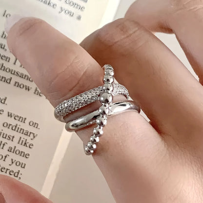VENTFILLE 925 Sterling Silve Love Heart  Ring for Women Girl Gift Line Pearl Korean Sweet  Jewelry Birthday Gift Dropshipping