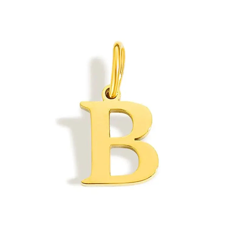 26 Letter Alphabet Initial 10mm Charm Pendant Jewelry Gold Stainless Steel Simple PVD Plated DIY Necklace Bracelet Jewelry