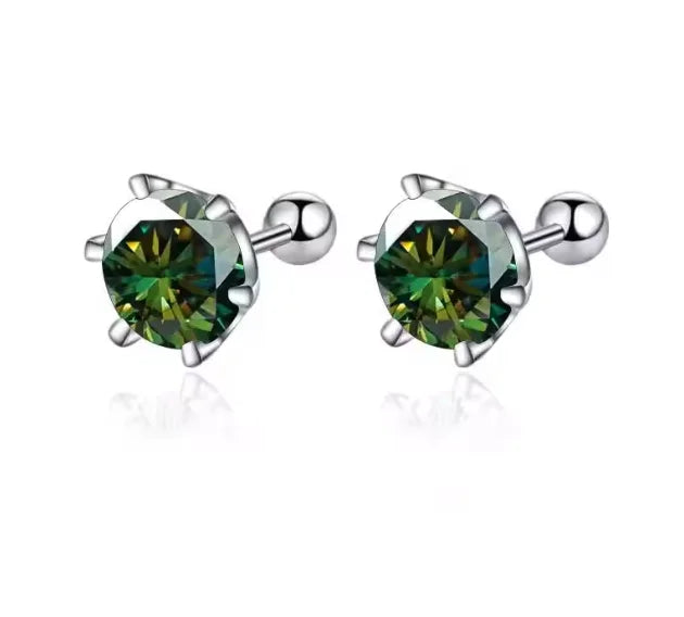 0.3-2CT Moissanite Earrings 925 Sterling Silver Round Cut Stud Earrings Piercing Earrings for Men and Women Fine Jewelry