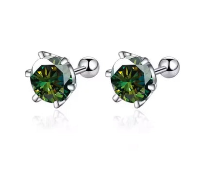 0.3-2CT Moissanite Earrings 925 Sterling Silver Round Cut Stud Earrings Piercing Earrings for Men and Women Fine Jewelry