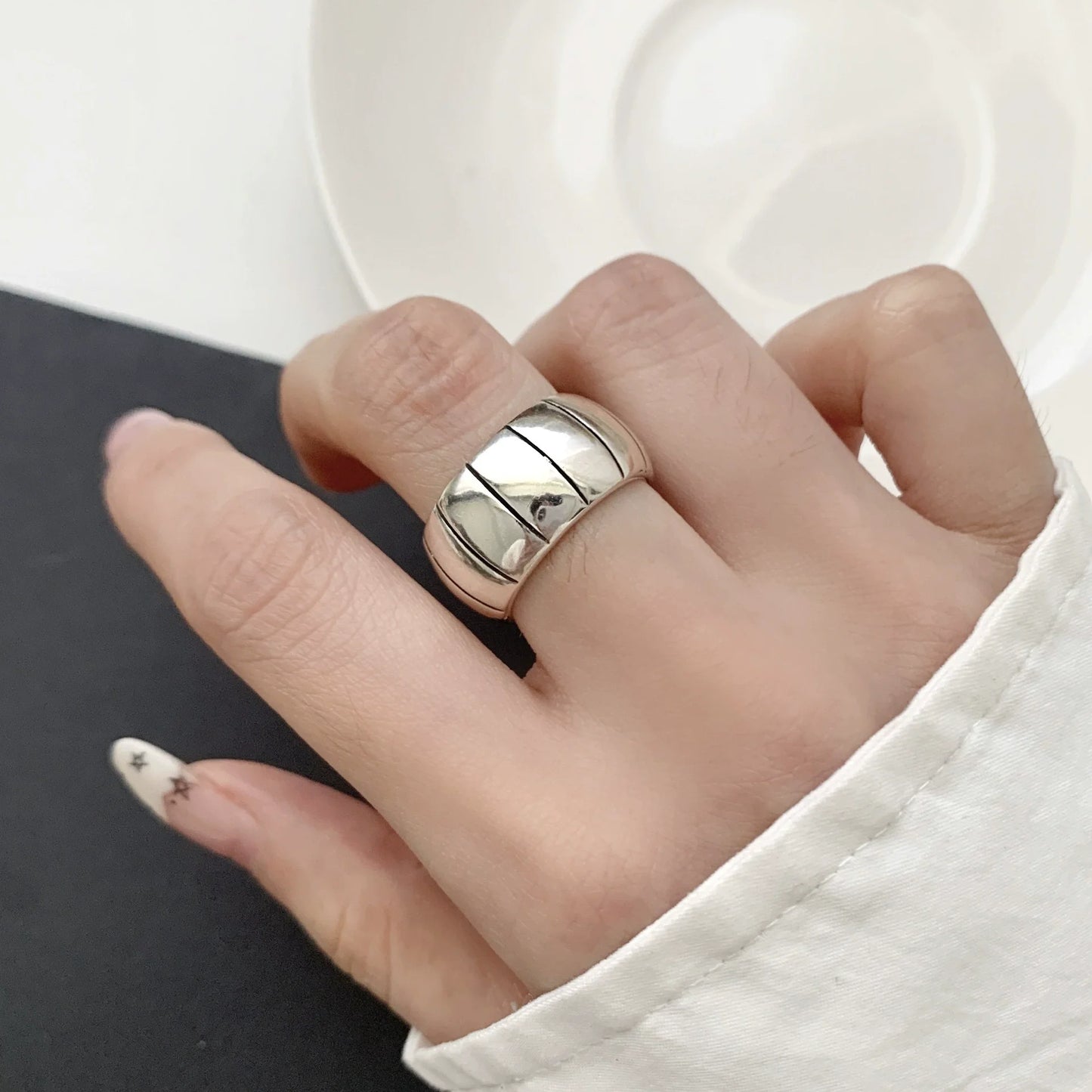 VENTFILLE 925 Sterling Silve Love Heart  Ring for Women Girl Gift Line Pearl Korean Sweet  Jewelry Birthday Gift Dropshipping