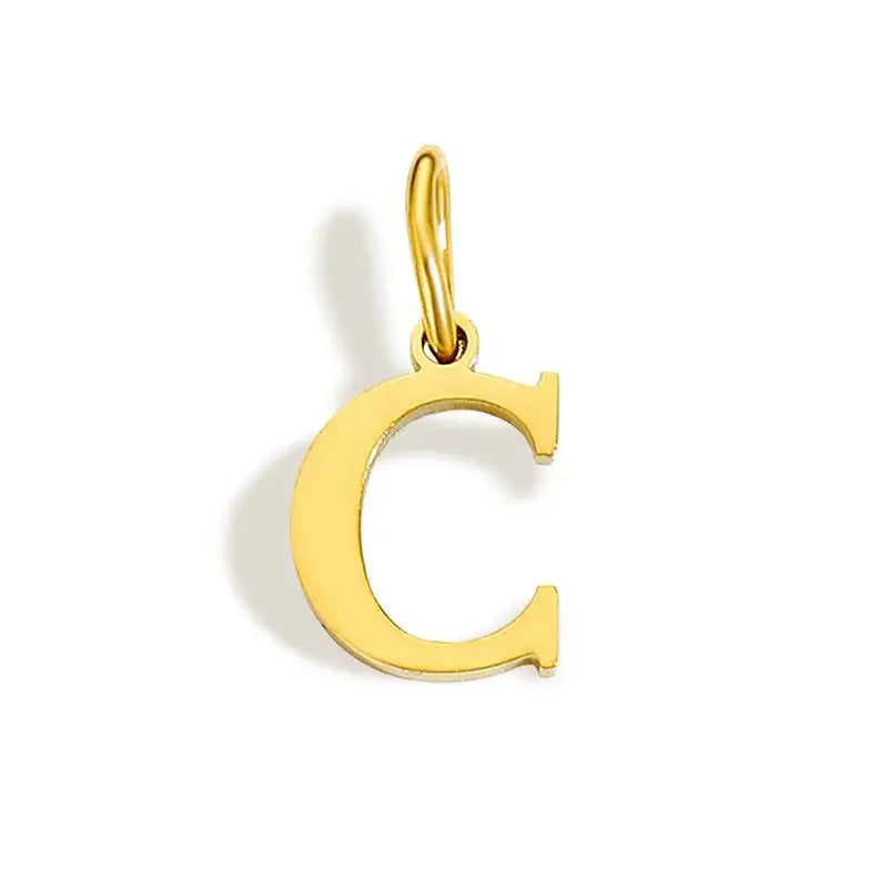 26 Letter Alphabet Initial 10mm Charm Pendant Jewelry Gold Stainless Steel Simple PVD Plated DIY Necklace Bracelet Jewelry