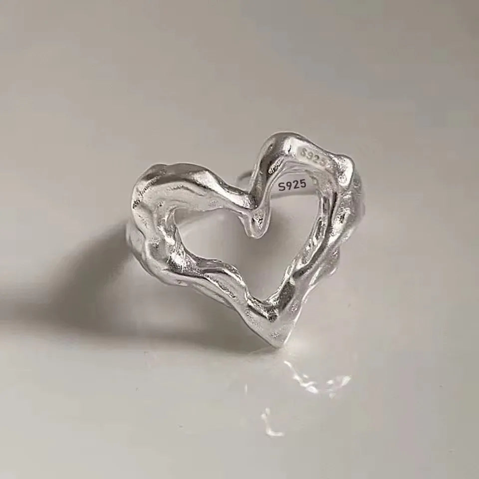 VENTFILLE 925 Sterling Silve Love Heart  Ring for Women Girl Gift Line Pearl Korean Sweet  Jewelry Birthday Gift Dropshipping