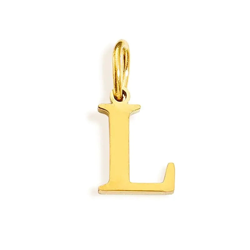 26 Letter Alphabet Initial 10mm Charm Pendant Jewelry Gold Stainless Steel Simple PVD Plated DIY Necklace Bracelet Jewelry