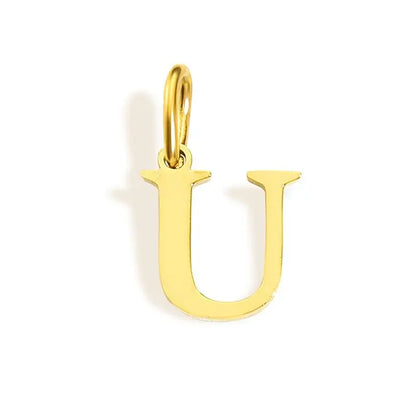 26 Letter Alphabet Initial 10mm Charm Pendant Jewelry Gold Stainless Steel Simple PVD Plated DIY Necklace Bracelet Jewelry