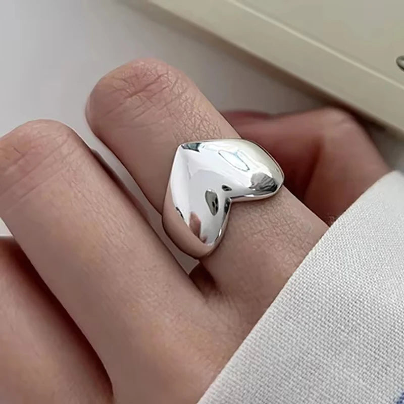 VENTFILLE 925 Sterling Silve Love Heart  Ring for Women Girl Gift Line Pearl Korean Sweet  Jewelry Birthday Gift Dropshipping
