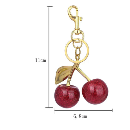 ZAKOL Fashion Red Cherry Keychain Summer Fruits Cherries Pendant Keyring For Women Men Jewelry Bag Accessories Gift