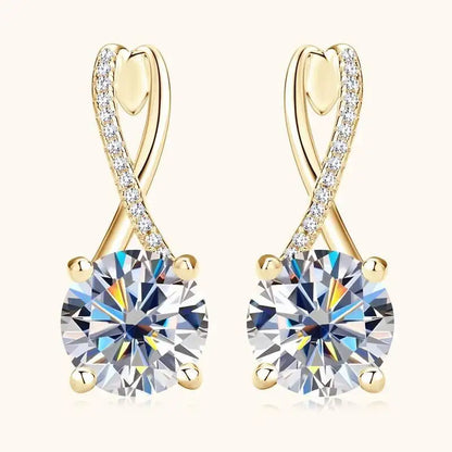 Taoyu D2.0CT Moissanite Drop Hie Earrings Real Silver Women Gold Plated Hoops Infinite Earring Certified Wedding Jewelry